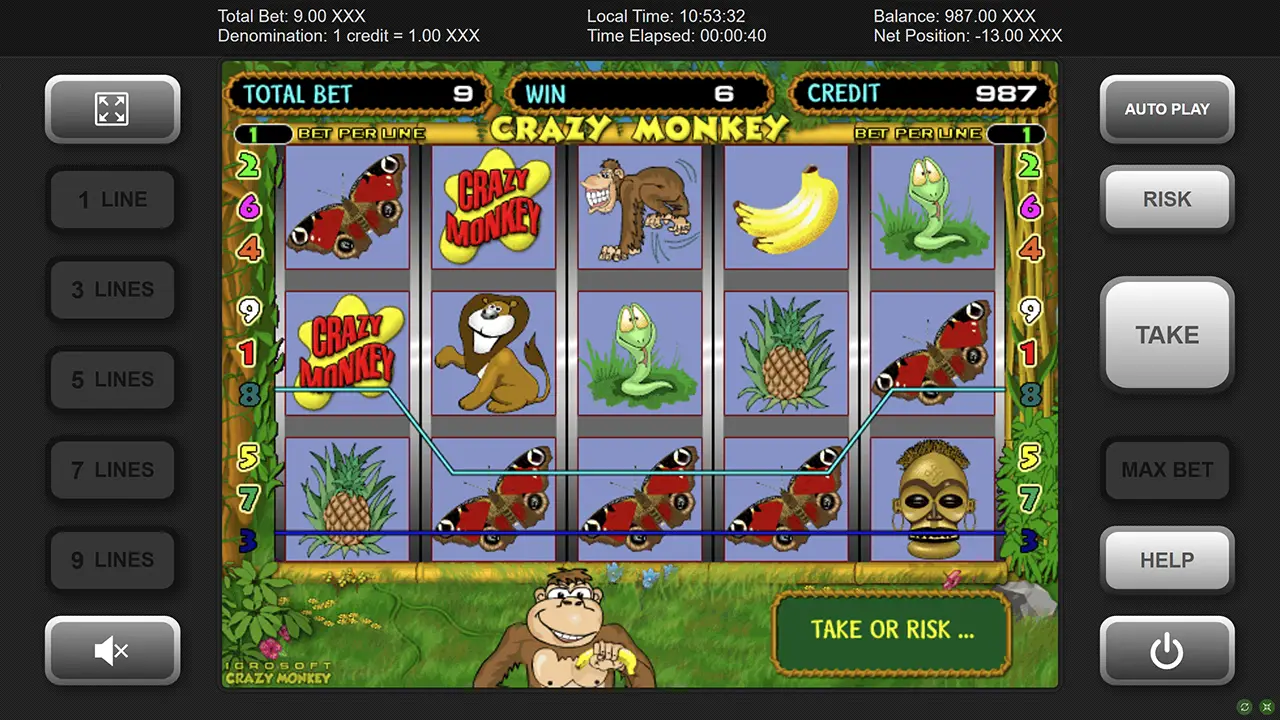 Тестовий режим гри Crazy Monkey