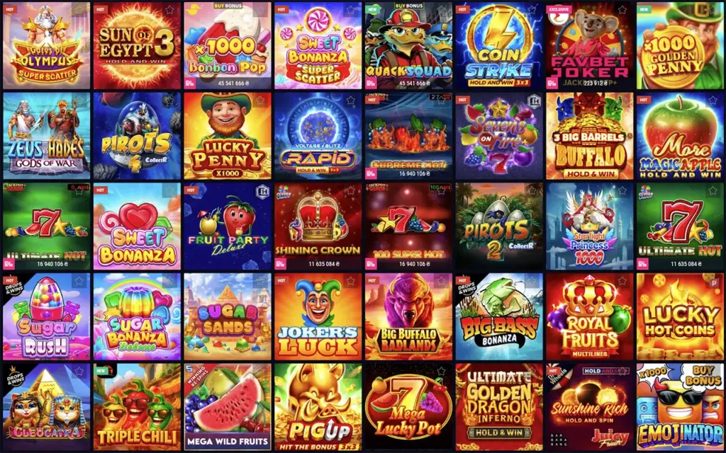 Каталог слотів казино Фавбет